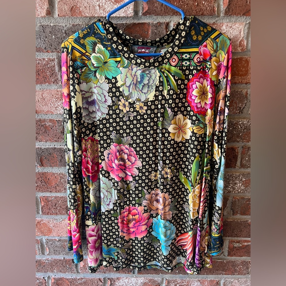 Johnny Was Multicolor Floral Long Sleeve Top